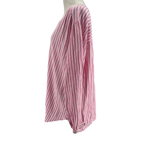 Old Navy Women's Pink White Striped Long Sleeve Beachy Tunic Blouse Size XXL - Picture 2 of 6
